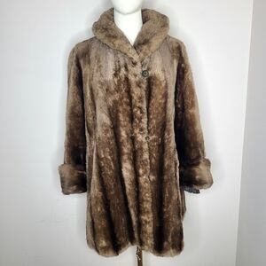 Vintage‎ Marshall Field and Co Faux Fur Swing Coat